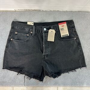 Levi's Black 501 Raw-Hem Denim Shorts